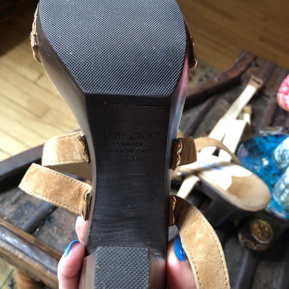 Jimmy Choo studded wooden platform sandals - Picture 5 of 6